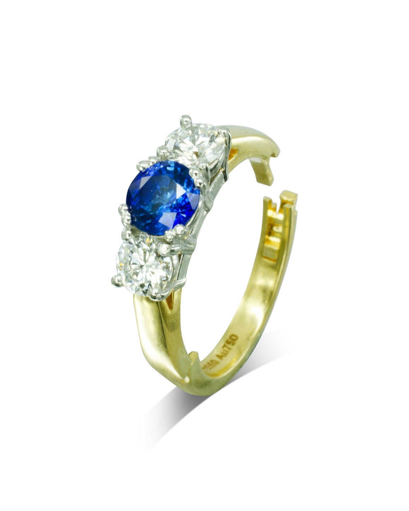 Sapphire and Diamond Hinged Engagement Ring Ring Pruden and Smith