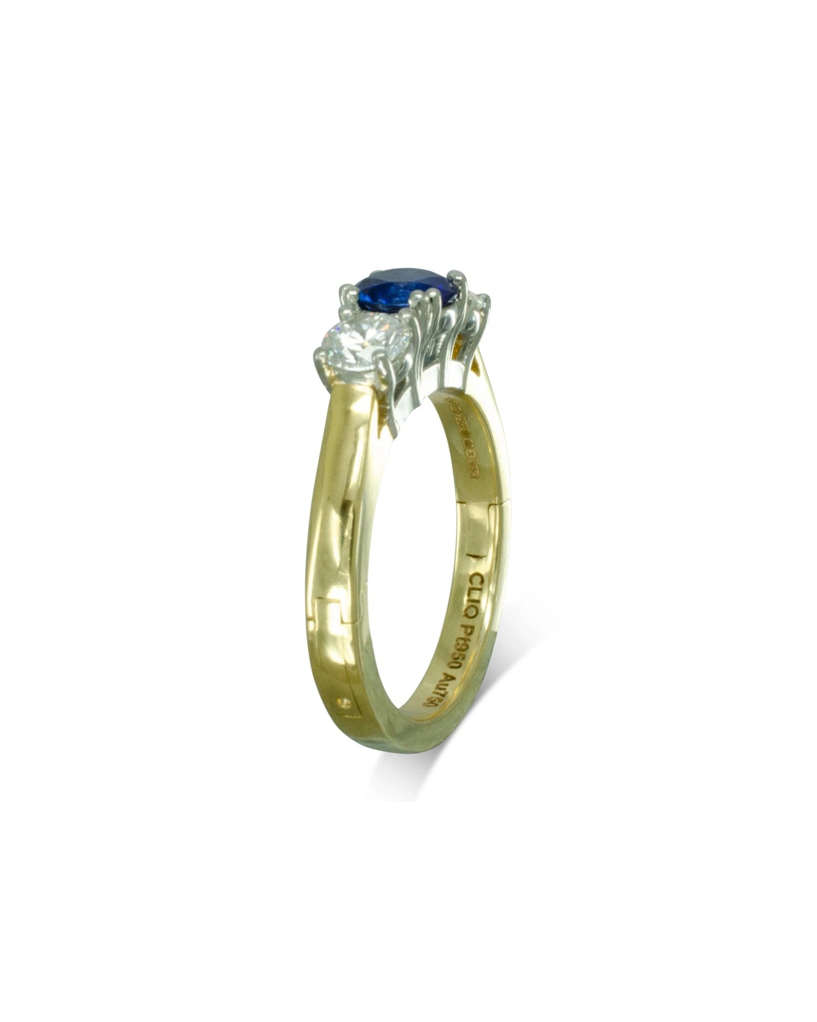 Sapphire and Diamond Hinged Engagement Ring Ring Pruden and Smith