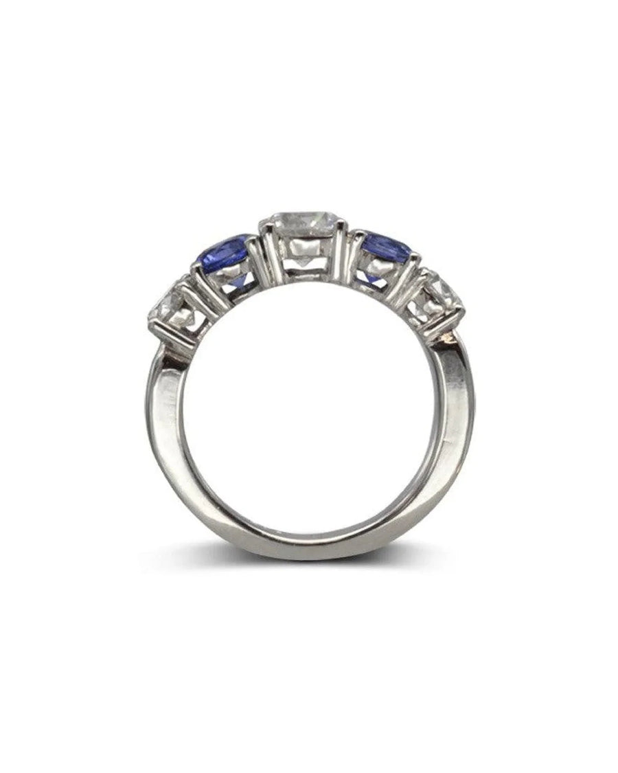 Sapphire and Diamond Platinum Dress Ring Ring Pruden and Smith