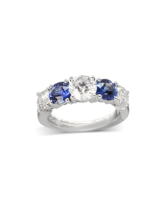 Sapphire and Diamond Platinum Dress Ring Ring Pruden and Smith