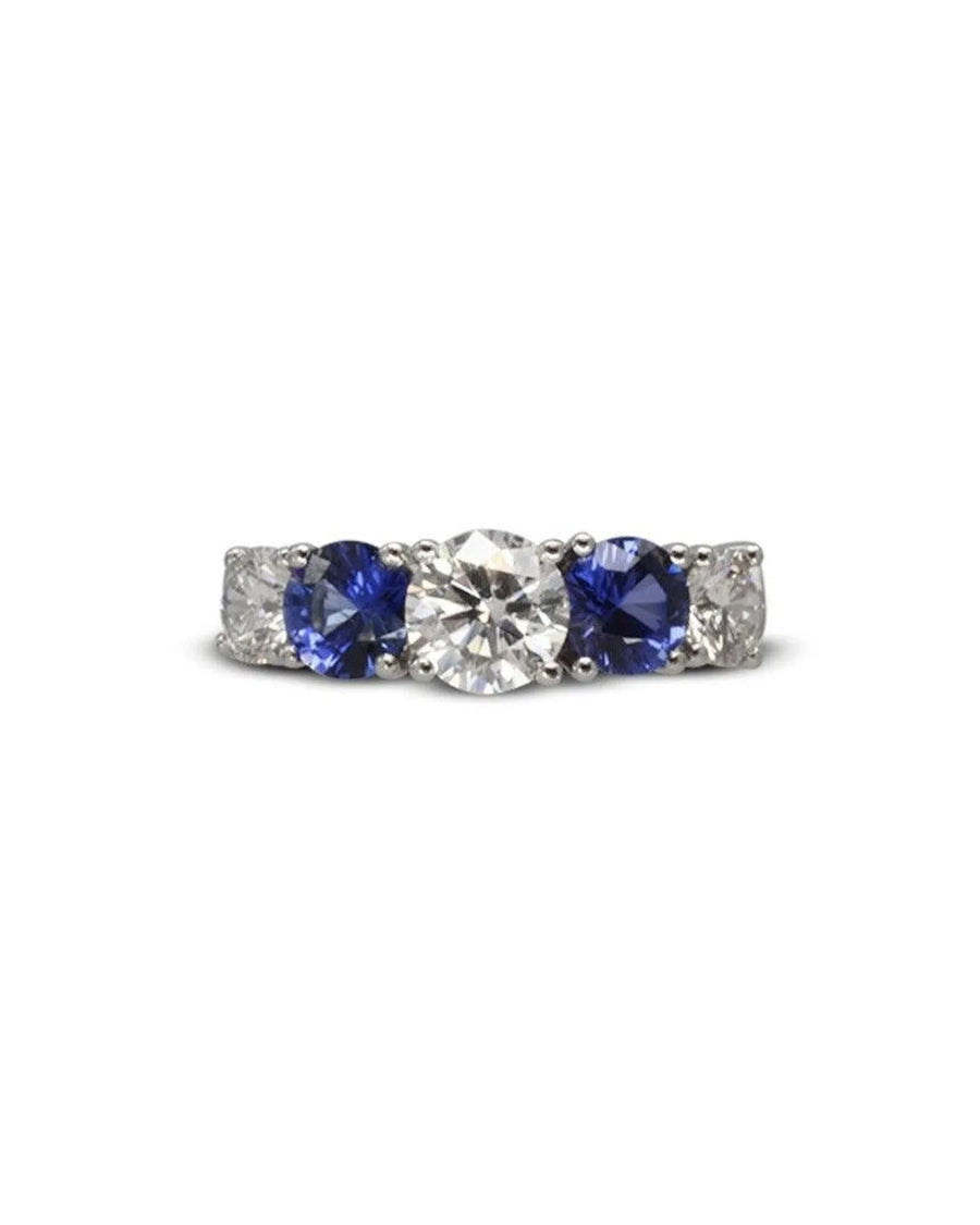 Sapphire and Diamond Platinum Dress Ring Ring Pruden and Smith