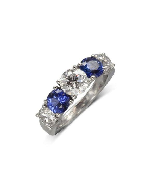Sapphire and Diamond Platinum Dress Ring Ring Pruden and Smith