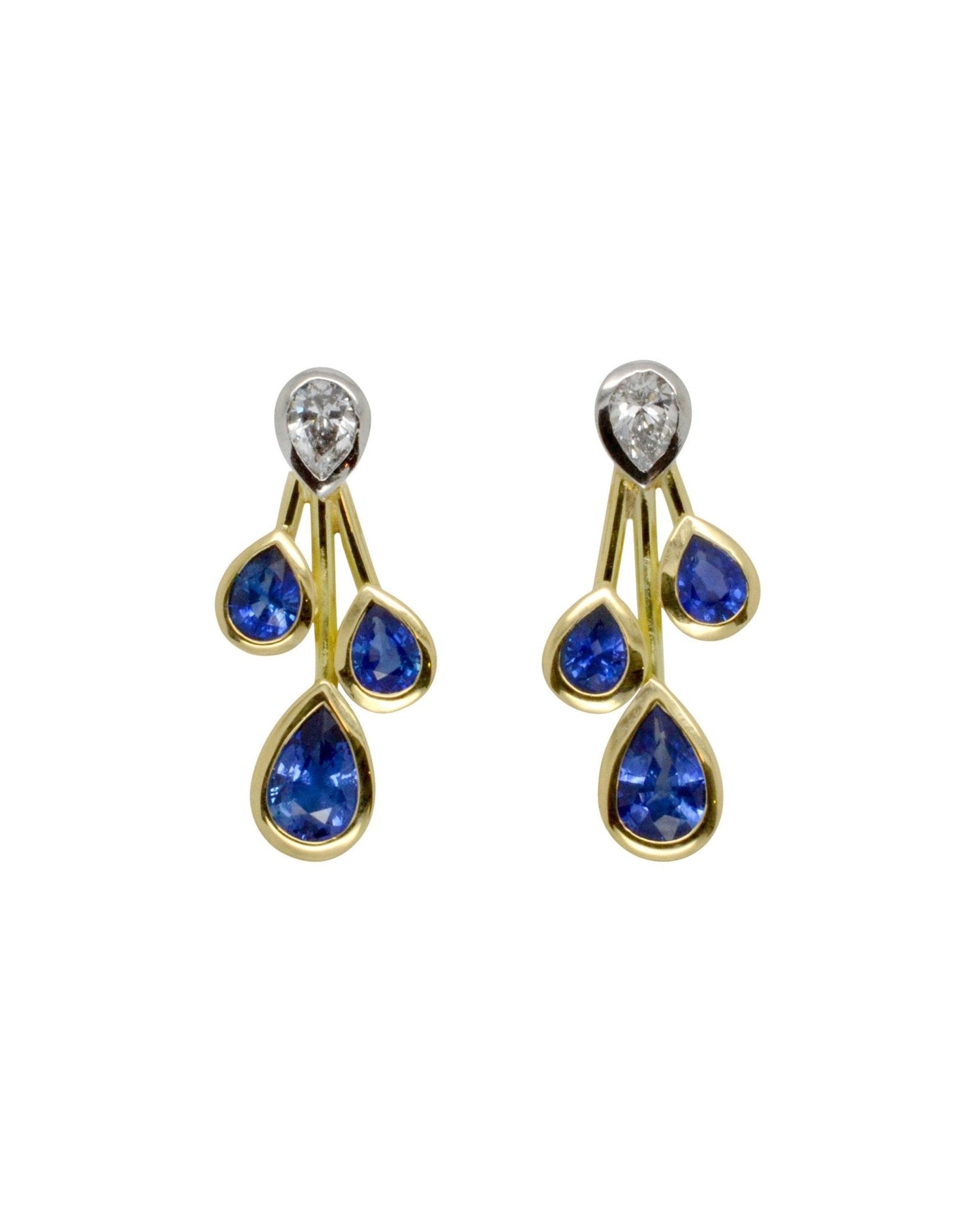 Sapphire and Diamond Teardrop Earrings Earrings Pruden and Smith