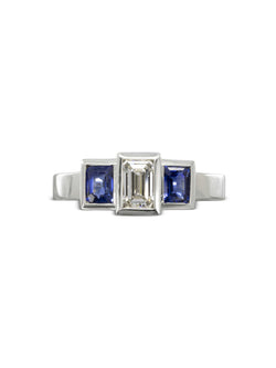 Trilogy Deco Sapphire Diamond Ring Ring Pruden and Smith   