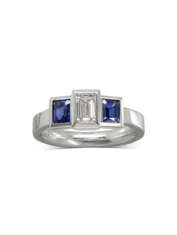 Trilogy Deco Sapphire Diamond Ring Ring Pruden and Smith   