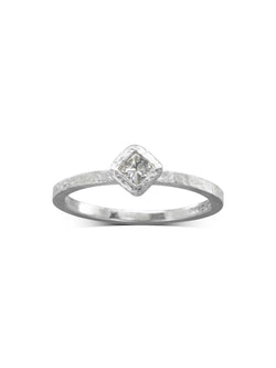 Dainty Rough Hammered Diamond Engagement Ring Ring Pruden and Smith   