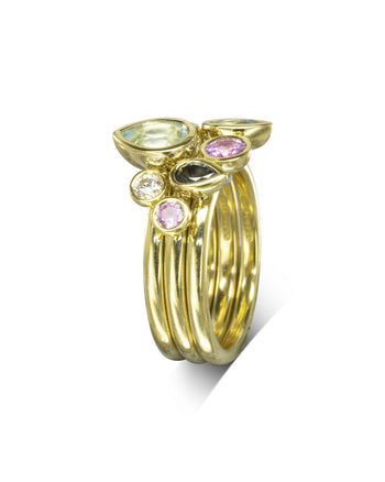 Multi-Coloured Aquamarine and Sapphire Pear Stacking Ring Ring Pruden and Smith   
