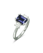Dainty Diamond and Sapphire Engagement Ring Ring Pruden and Smith   