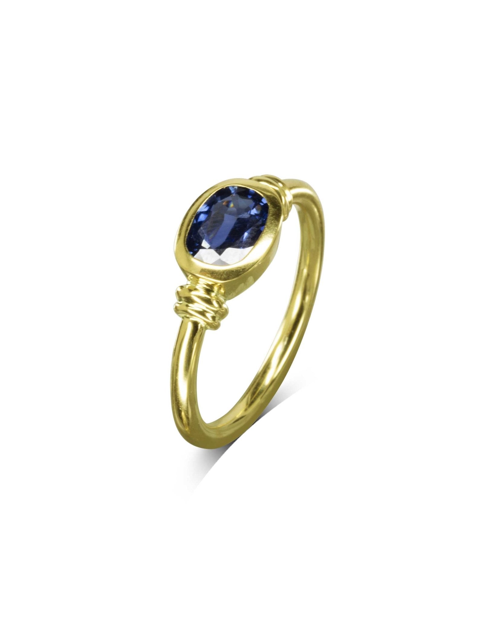 Sapphire Gold Shoulder Ring Ring Pruden and Smith