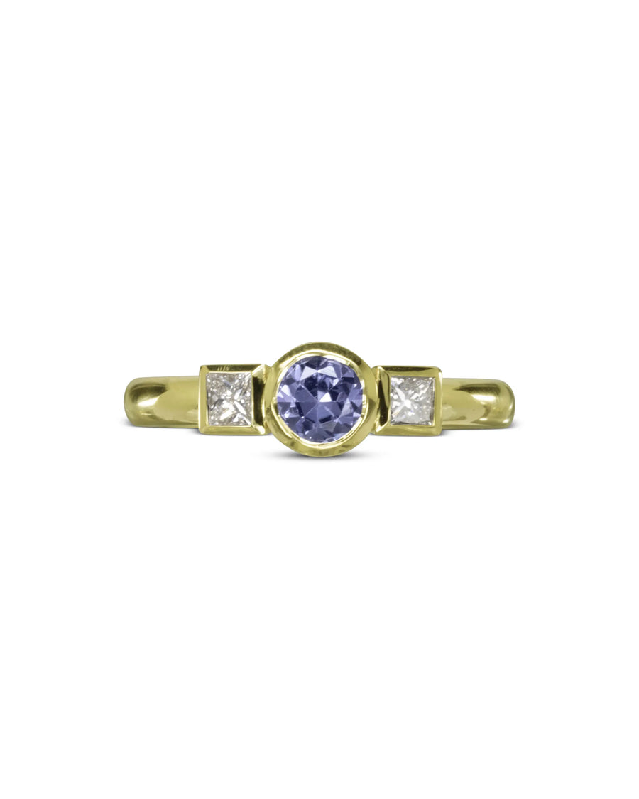 Unusual Sapphire Princess Cut Diamond Ring Pruden and Smith