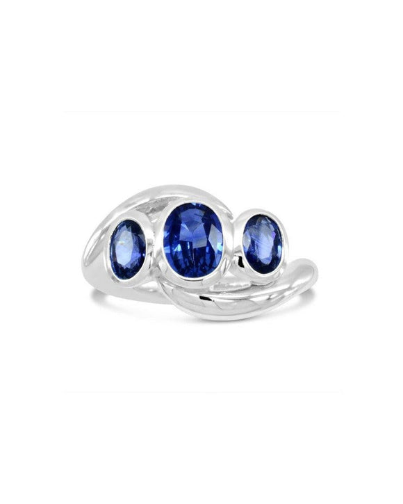 Sapphire Trilogy Ring Spiky Design Ring Pruden and Smith