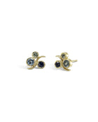 Water Bubbles Sapphire Stud Earrings Earstuds Pruden and Smith 9ct Yellow Gold  