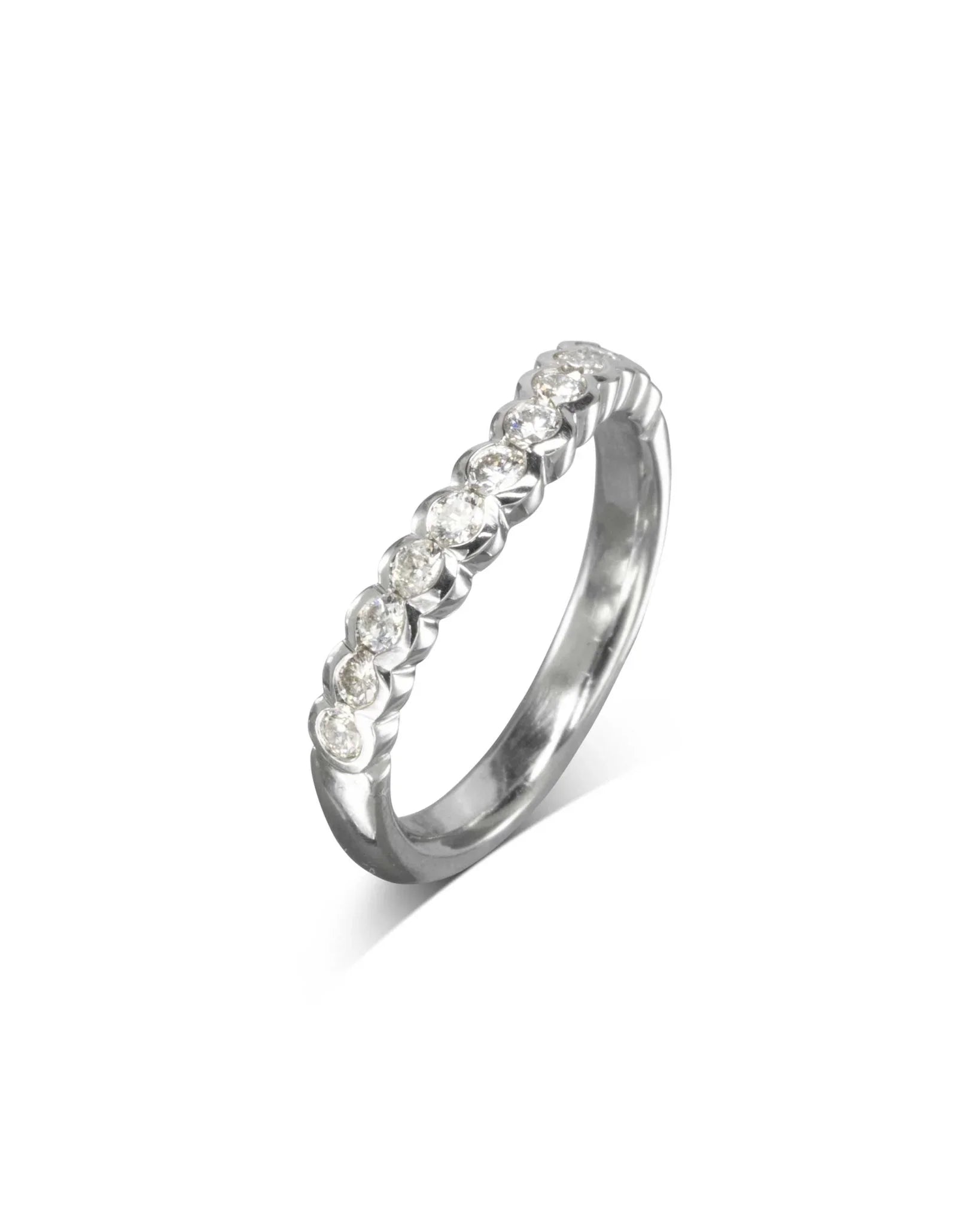 Scalloped Diamond Shaped Wedding Band Ring Pruden and Smith