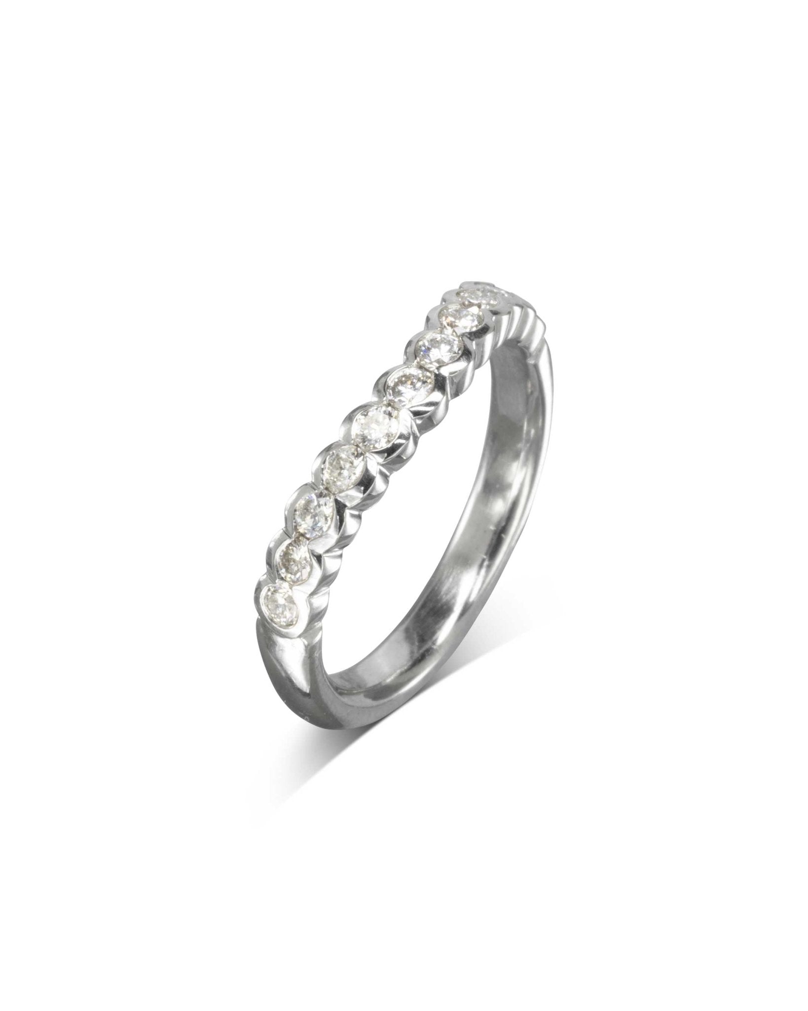Scalloped Diamond Shaped Wedding Band Ring Pruden and Smith