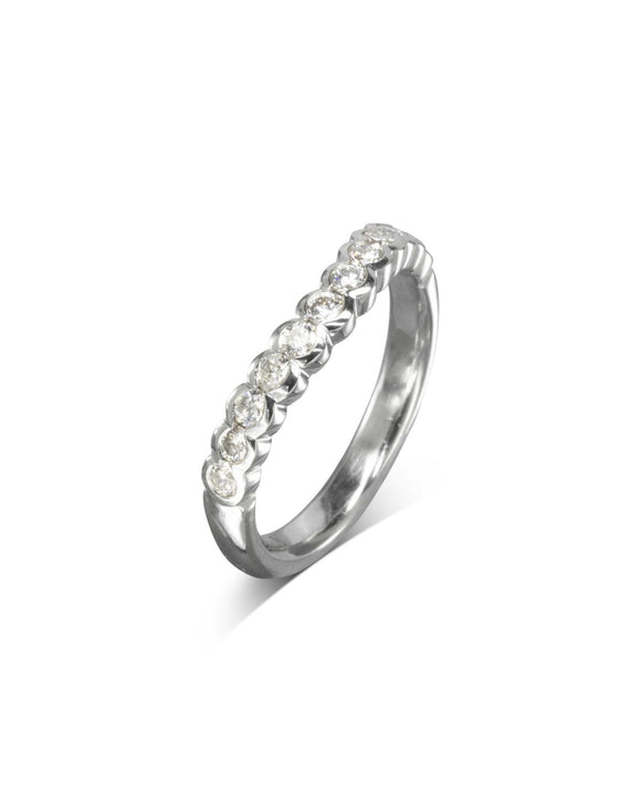 Scalloped Diamond Shaped Wedding Band Ring Pruden and Smith