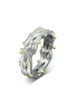 Seaweed White Gold (Or Platinum) and Yellow Gold Ring Ring Pruden and Smith   