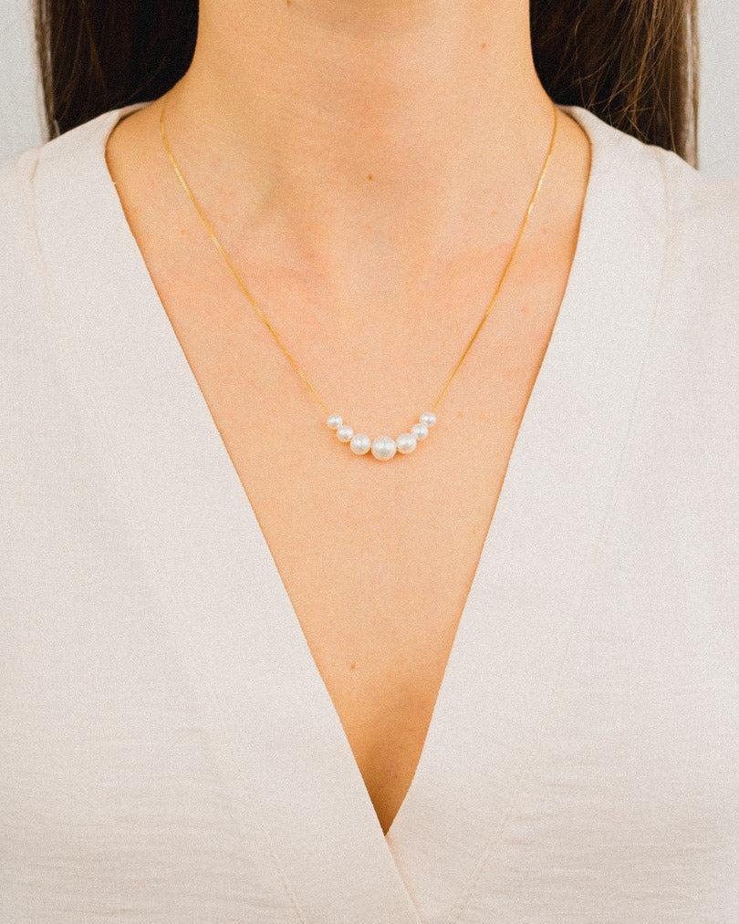 Seven Pearl 9ct White Gold Necklace Necklace Pruden and Smith