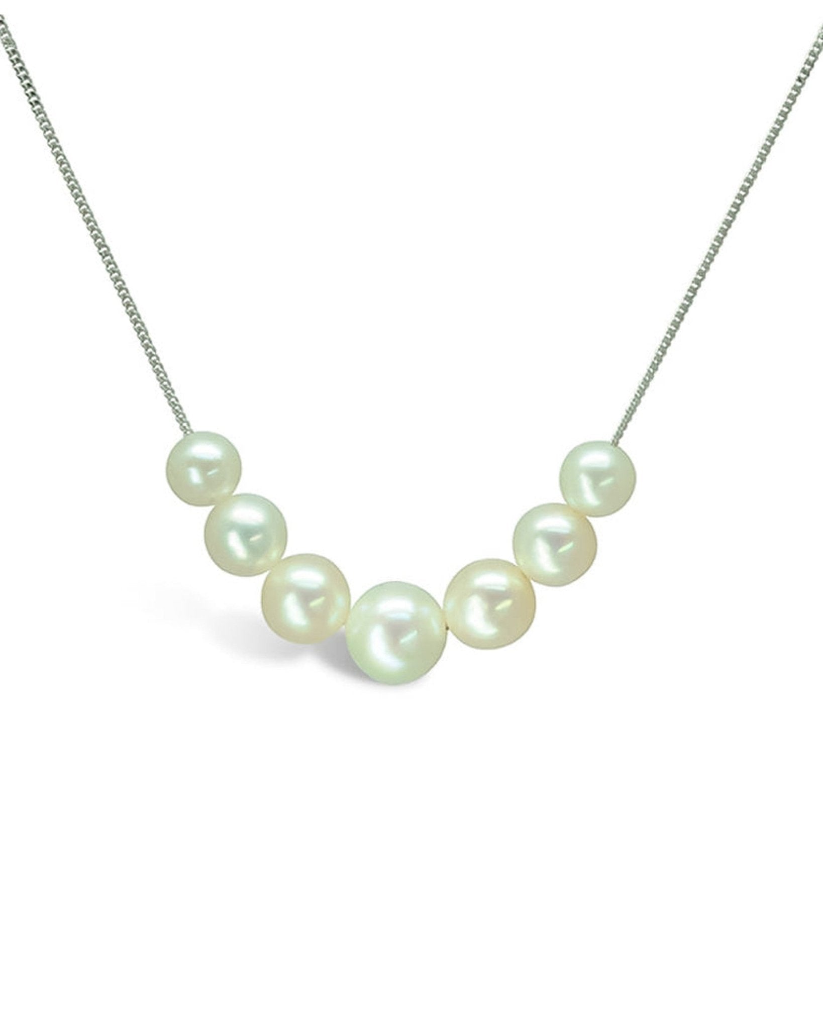 Seven Pearl 9ct White Gold Necklace Necklace Pruden and Smith