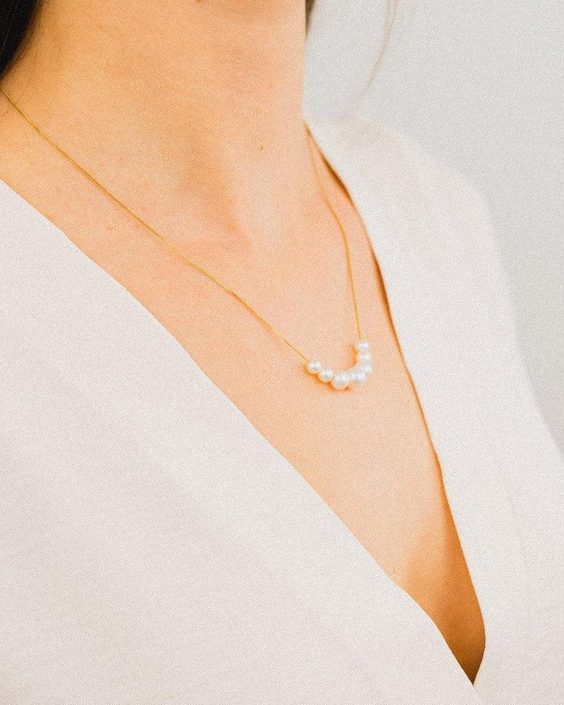 Seven Pearl 9ct Yellow Gold Necklace Necklace Pruden and Smith