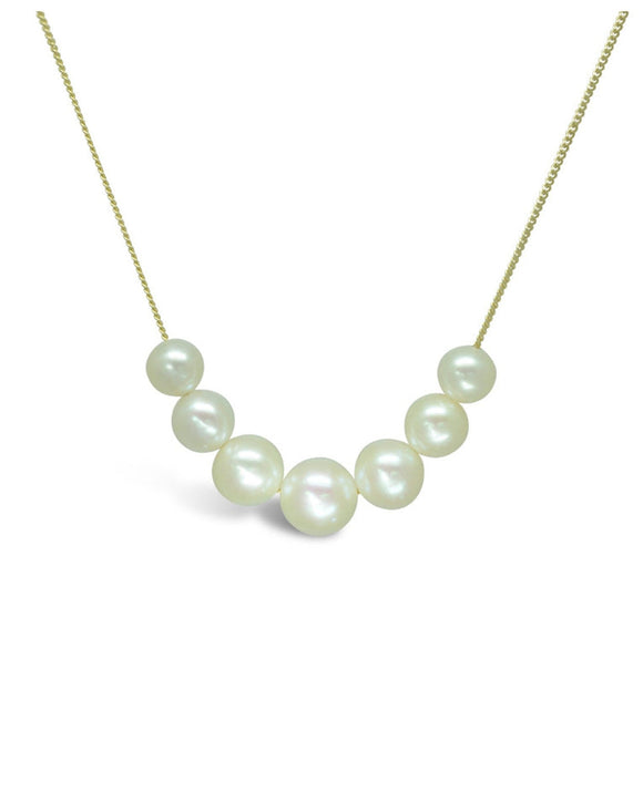 Seven Pearl 9ct Yellow Gold Necklace Necklace Pruden and Smith