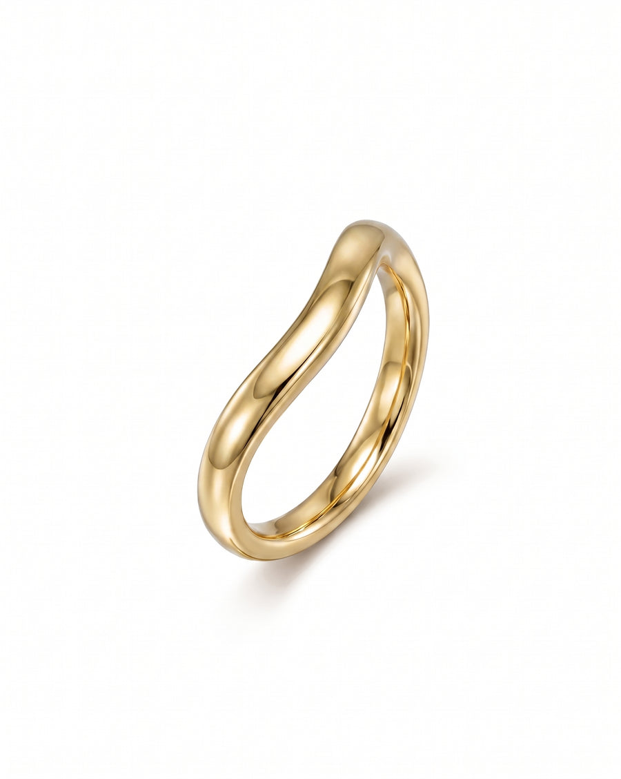 Gold shaped court wedding ring.