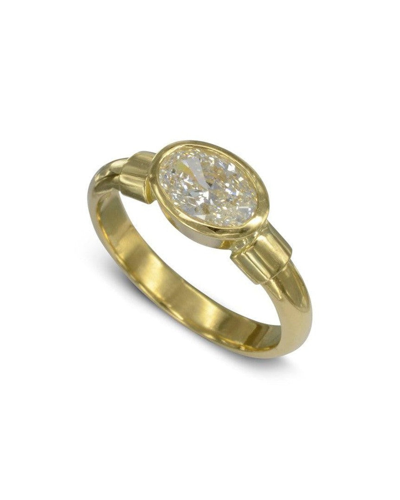 Shoulder 18ct Yellow Gold Oval Diamond Engagement Ring (1ct) Ring Pruden and Smith
