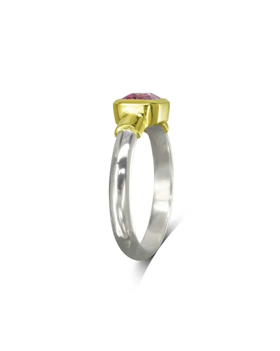 Shoulder Mixed Metal Pink Sapphire Ring Ring Pruden and Smith