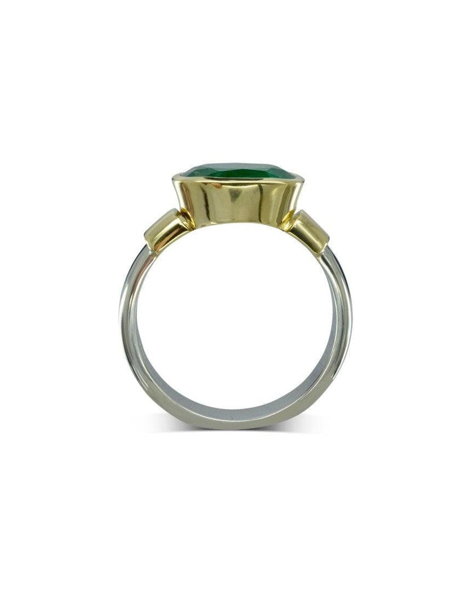 Shoulder Oval Emerald Platinum Ring (3ct) Ring Pruden and Smith