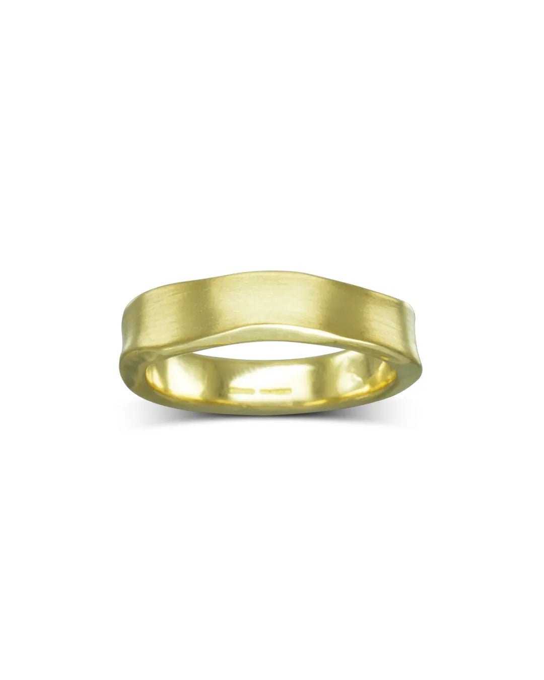 Men's Side Hammered Brushed Finished Wedding Ring (4-8mm) Pruden and Smith 18ct Yellow Gold