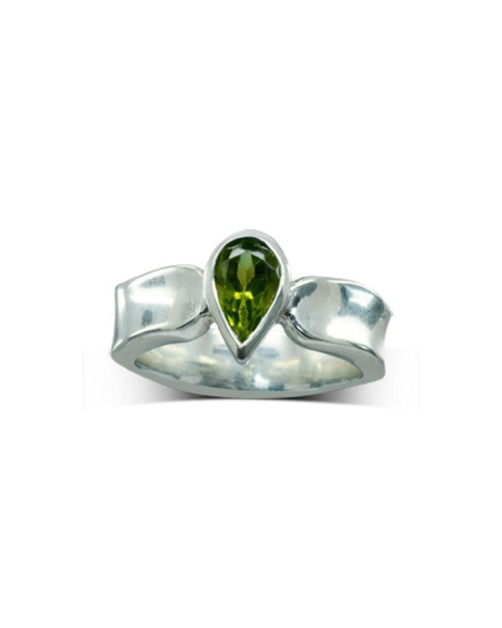 Side Hammered Pear Shaped Gemstone Ring Ring Pruden and Smith 