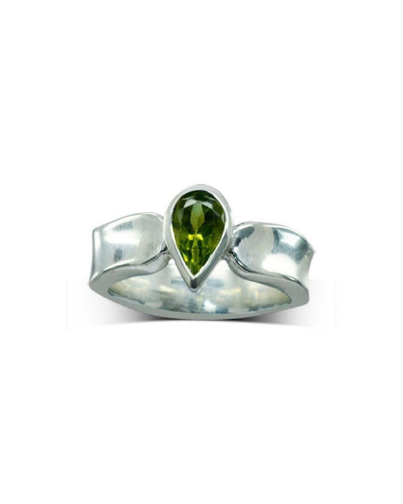 Side Hammered Pear Shaped Gemstone Ring Ring Pruden and Smith 