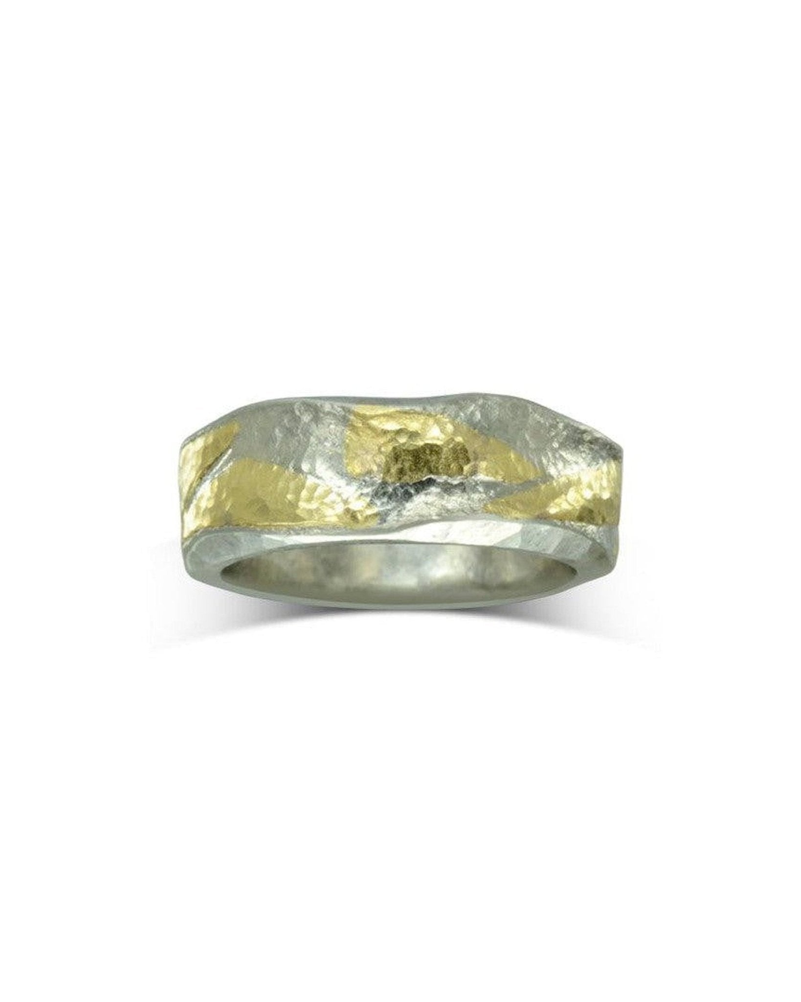 Side Hammered Platinum and Gold Mixed Metal Ring Ring Pruden and Smith