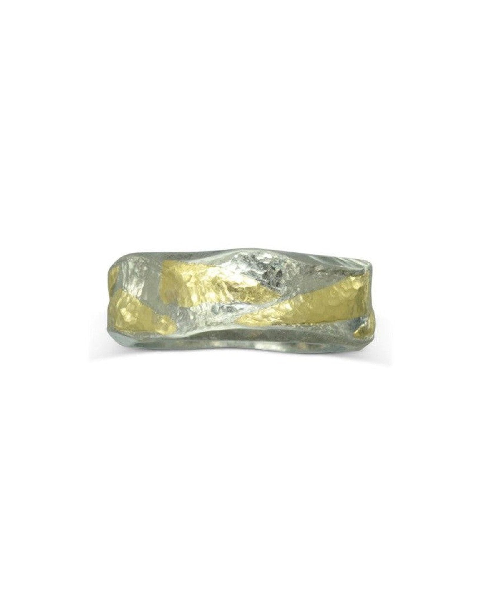 Side Hammered Platinum and Gold Mixed Metal Ring Ring Pruden and Smith