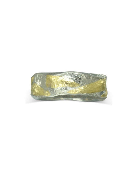 Side Hammered Platinum and Gold Mixed Metal Ring Ring Pruden and Smith