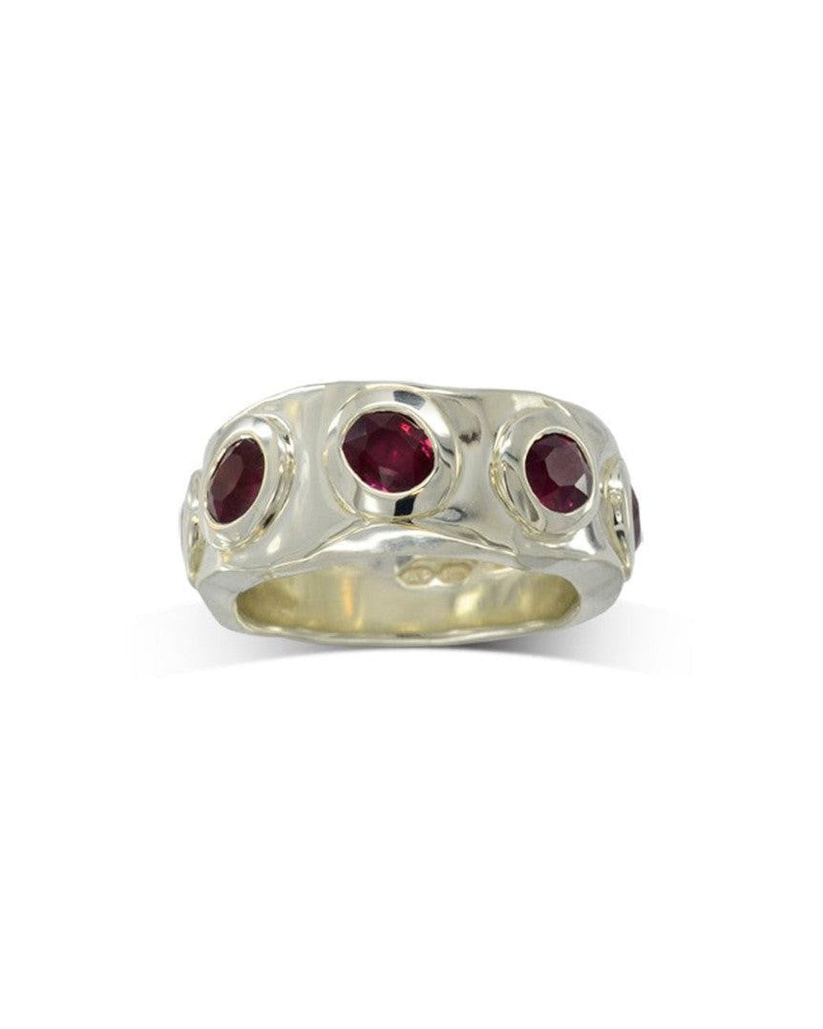 Side Hammered Ruby 9ct White Gold Eternity Ring Ring Pruden and Smith