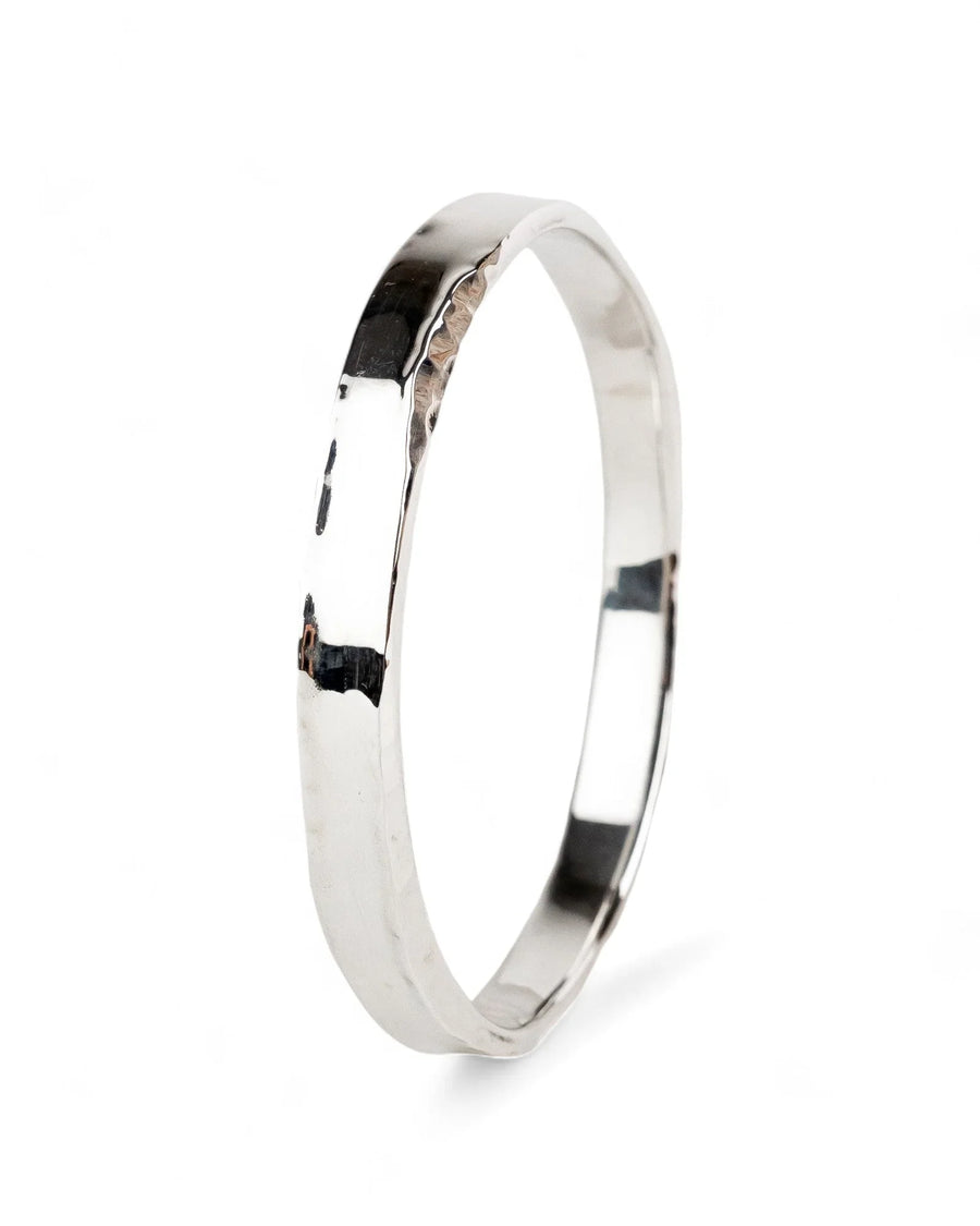 Side Hammered Silver Bangle (8mm) Bangle Pruden and Smith