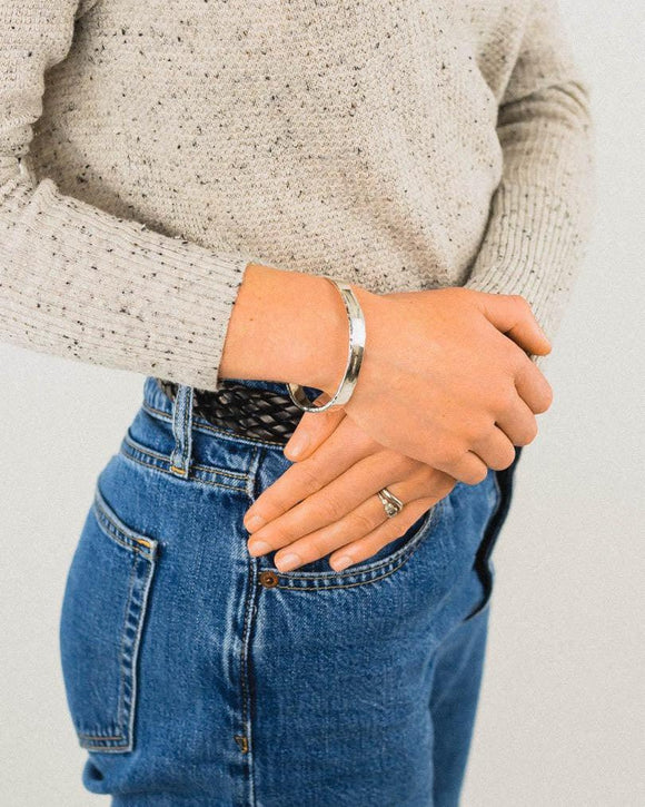 Side Hammered Silver Bangle (8mm) Bangle Pruden and Smith