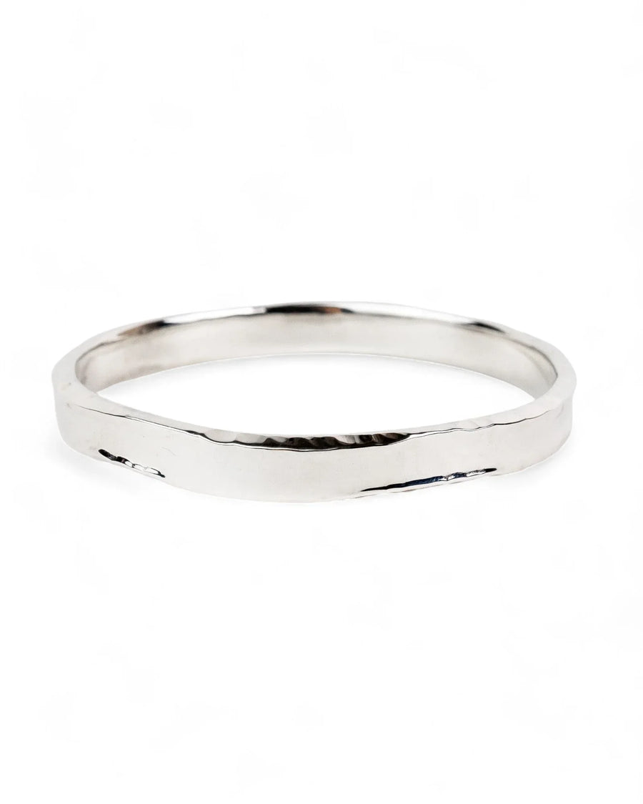 Side Hammered Silver Bangle (8mm) Bangle Pruden and Smith