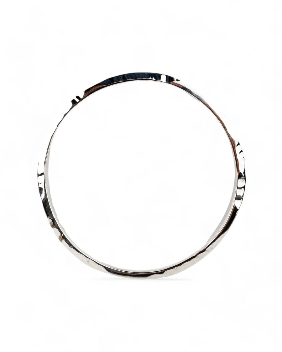 Side Hammered Silver Bangle (8mm) Bangle Pruden and Smith