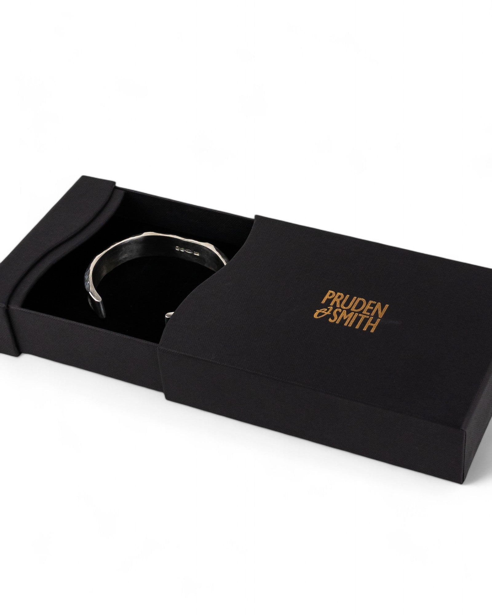 Side Hammered Silver Cuff Bangle (Wide) Bangle Pruden and Smith