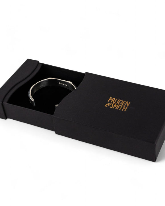 Side Hammered Silver Cuff Bangle (Wide) Bangle Pruden and Smith