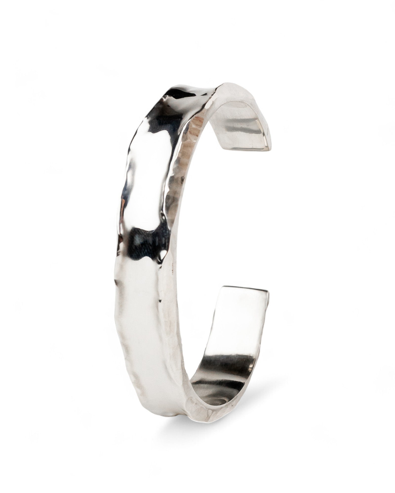 Side Hammered Silver Cuff Bangle (Wide) Bangle Pruden and Smith