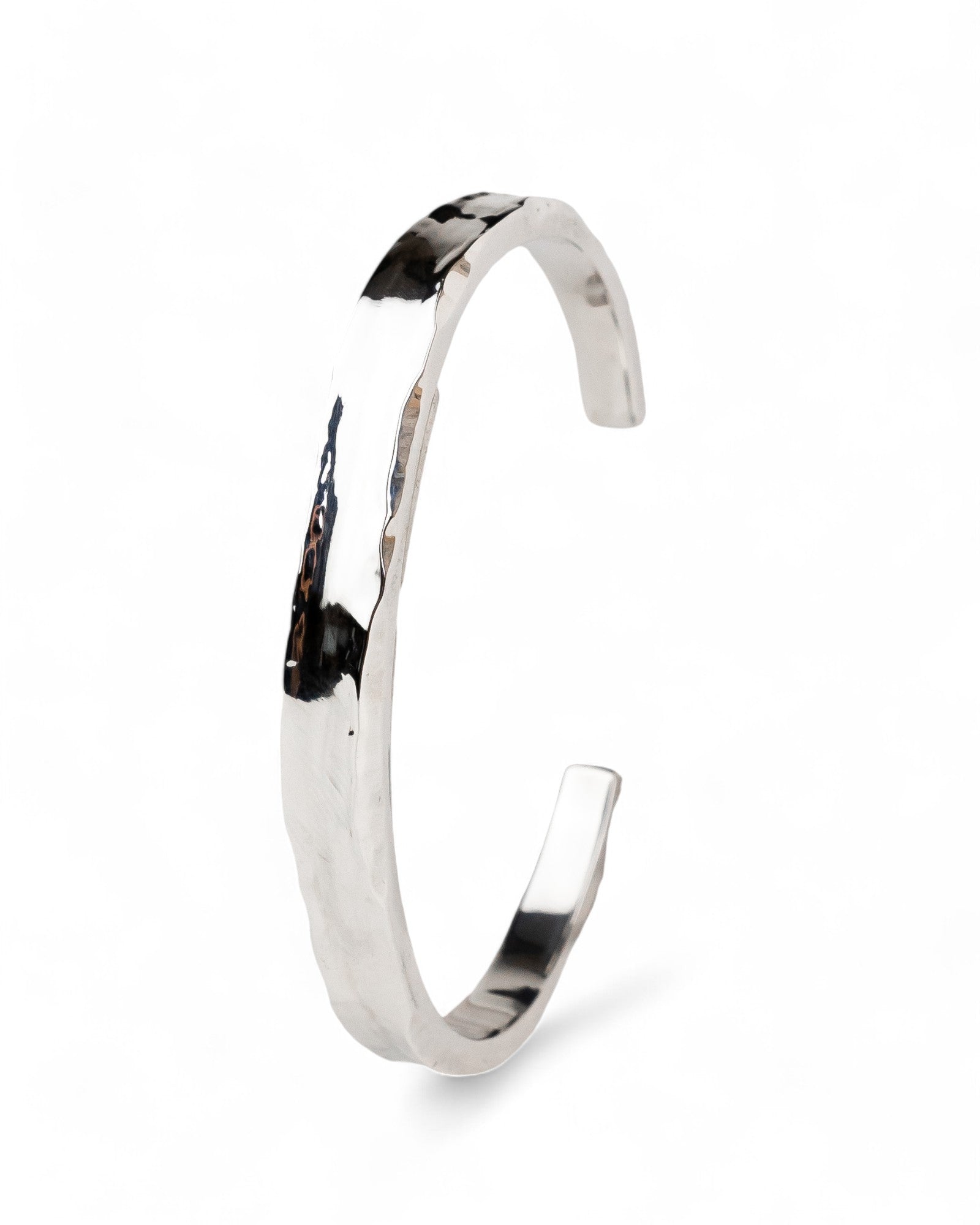 Side Hammered Solid Silver Cuff Bangle Bangle Pruden and Smith