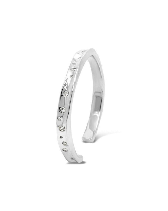 Side Hammered Solid Silver Diamond Bangle Bangle Pruden and Smith Large (70mm) 8mm