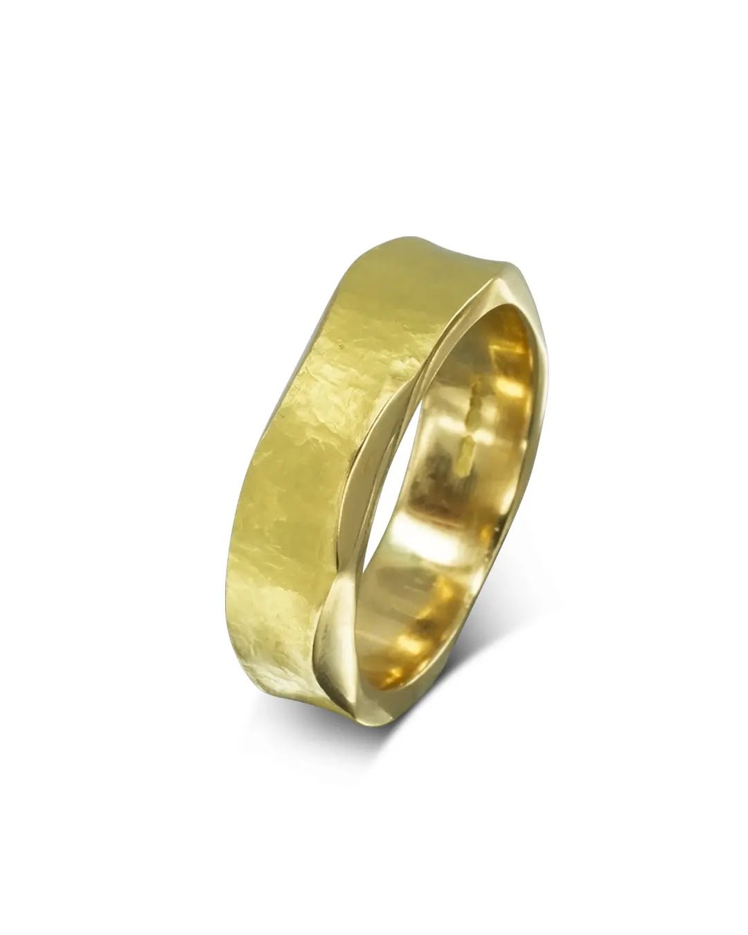 Side Hammered Yellow Gold Wedding Ring Ring Pruden and Smith