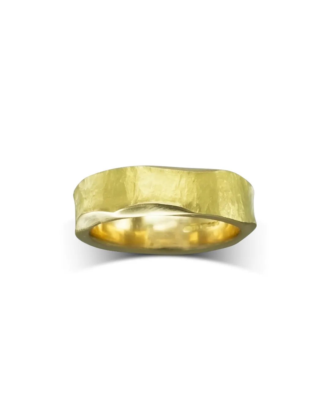 Side Hammered Yellow Gold Wedding Ring Ring Pruden and Smith