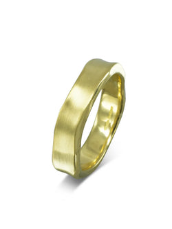 Side Hammered Brushed Yellow Gold Wedding Ring (5mm) Ring Pruden and Smith   