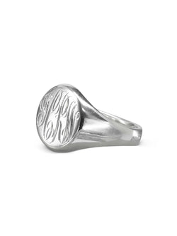Hand Engraved Initials Signet Ring-White Gold Ring Pruden and Smith   