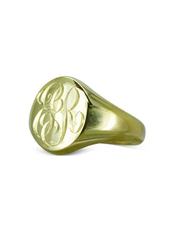 Hand Engraved Initials Signet Ring-Yellow Gold Ring Pruden and Smith Two Script Initials  