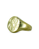 Hand Engraved Initials Signet Ring-Yellow Gold Ring Pruden and Smith Two Script Initials  